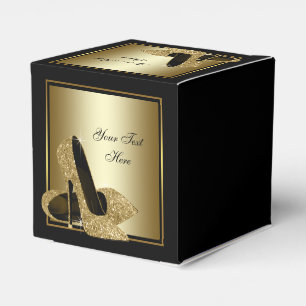 Svart och guld glitter högklackad sko presentaskar