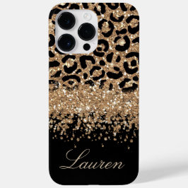 Svart och guld glitter leopardtryck