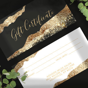 Svart och guld glitter presentcertifikat som gör s