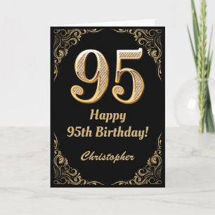 Svart och guld glitter ram för 95-årsdag kort