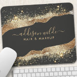 Svart och Guld Glitter-skript - företag Musmatta<br><div class="desc">Förbättra arbetsytan med den här enastående svarta och Guld Glitter-skript som Business Mouse Pad. Designat med elegans i åtanke har den här musmattan en lyxfärgad svart bakgrund med en skakande våg i guld glitter, som skapar en balans mellan professionalism och stil mellan perfekter. Trendigets skriptteckensnitt visningar ditt företag namn på...</div>