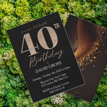 Svart och Guld Glitter Swirl 40:e födelsedagen