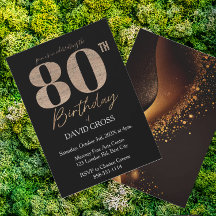 Svart och Guld Glitter Swirl 80:e födelsedagen