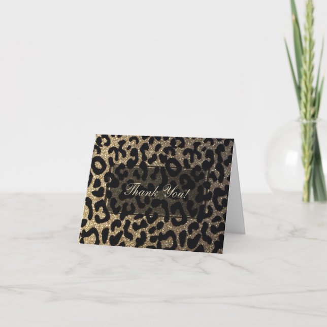Svart och guld- glitter tack kort (Framsida)