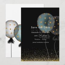 Svart och guld glitterballongbröllop