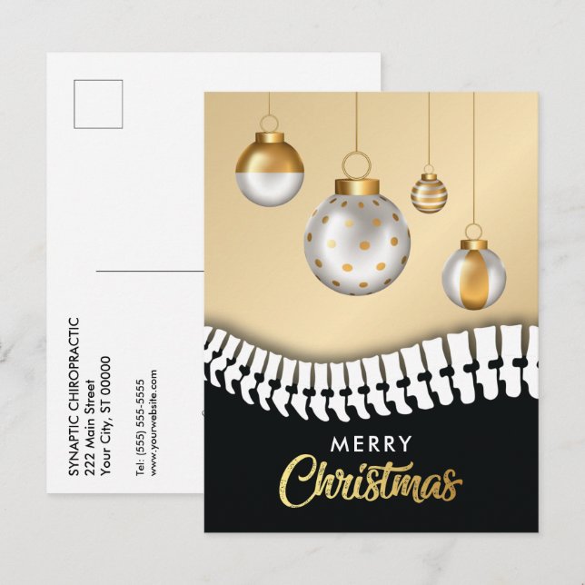 Svart och Guld God jul Chiropraktic Helg Vykort (Fram/baksida)