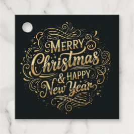Svart och guld God Jul & Gott Nytt År Gåvor Etiketter