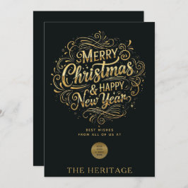 Svart och Guld God jul & Gott nytt år Julkort