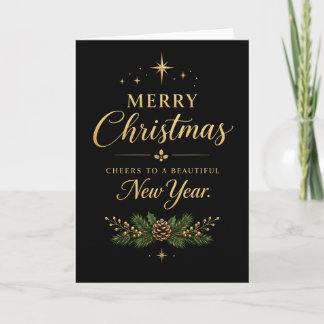 Svart och guld God Jul Gott Nytt År  Kort