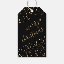 Svart och guld God jul Presentetikett