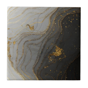 Svart och guld golv-plattor som är fantasifulla kakelplatta