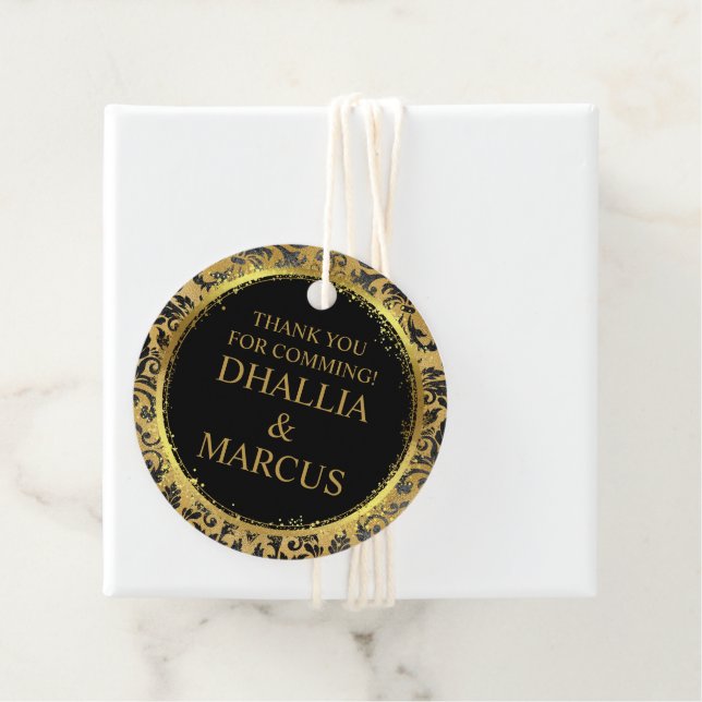 Svart och Guld Goth Mönster Gåvor Etiketter (På plats)