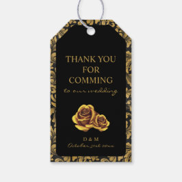 Svart och Guld Goth Mönster Presentetikett