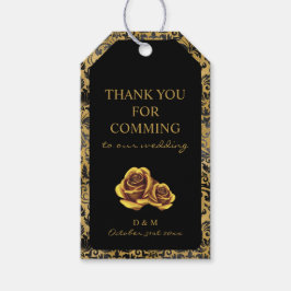 Svart och Guld Goth Mönster Presentetikett
