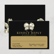 Svart och guld gotisk blomster skallar bröllop