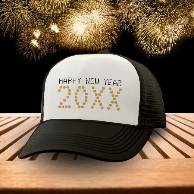 Svart och Guld Gott nytt år 2024 Keps (Black & Gold Happy New Year 2024 Trucker Hat)
