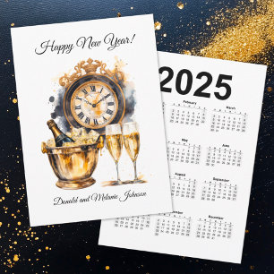 Svart och Guld Gott Nytt År Kalender Julkort