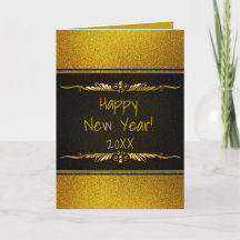 Svart och guld Gott nytt år Personlig kort