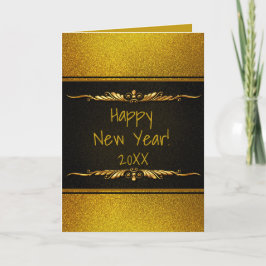 Svart och guld Gott nytt år Personlig kort