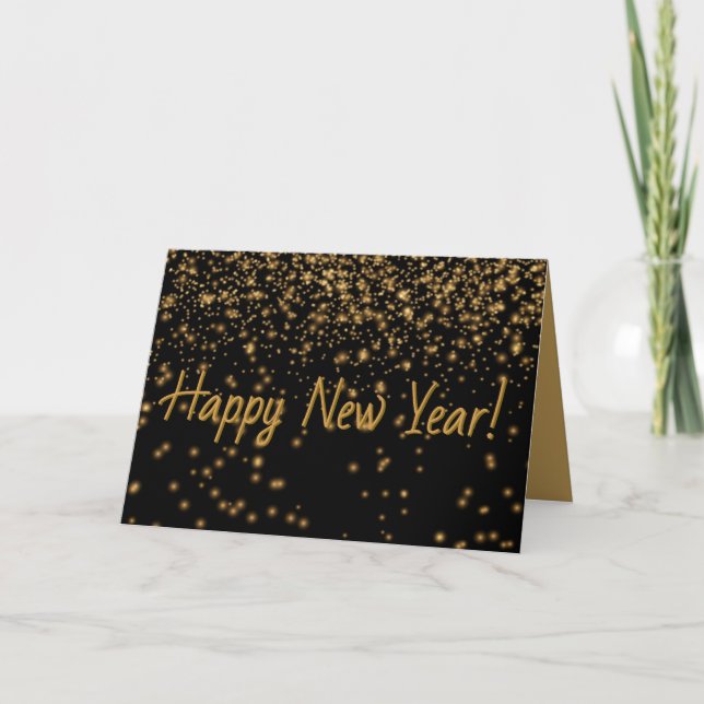 Svart och guld Gott nytt år Personlig  kort (Framsida)