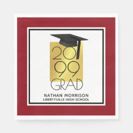 Svart och Guld GRAD | Redigerbart rött | Studenten Pappersservett