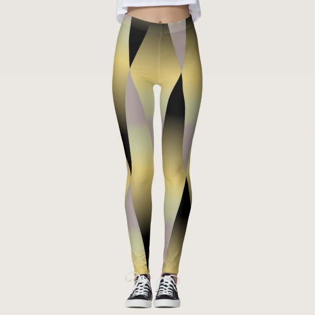 Svart och guld grått-geometrisk coola Leggings (Framsida)