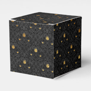Svart och Guld Guld Blommigt Grunge Damask Presentaskar
