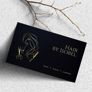 Svart och Guld Hair Stylist Visitkort