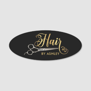 Svart och Guld Hairstylist Salon Business Namnbricka