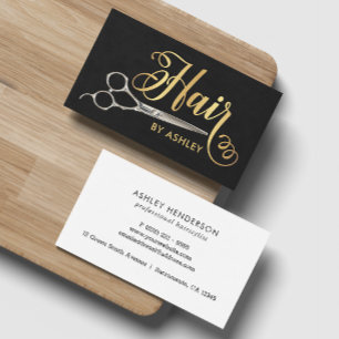 Svart och Guld Hairstylist Salon Visitkort