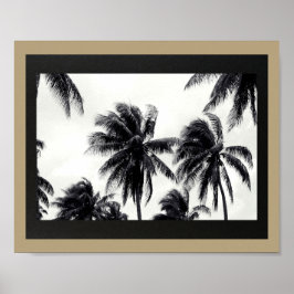 Svart och Guld Handflatan Träd Tropical Printable  Poster