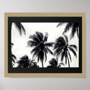 Svart och Guld Handflatan Träd Tropical Printable Poster