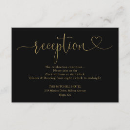 Svart och Guld Heart-skribentbröllop Tilläggskort