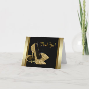 Svart och Guld High Heel Shoe Tack Kort