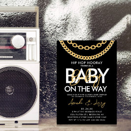 Svart och guld Hip Hop Baby Shower-fest Inbjudningar