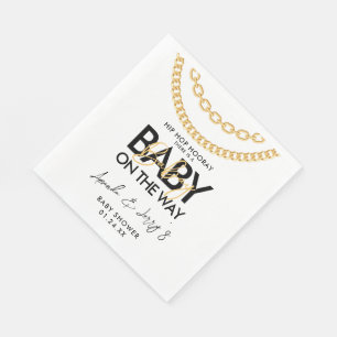 Svart och guld Hip Hop Baby Shower Pappersservett