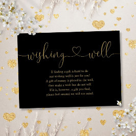 Svart Och Guld Hjärta Skrift Önskebrunn Bröllop Tilläggskort