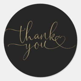 Svart Och Guld Hjärta Skrift Tacksam Runt Klistermärke