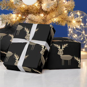 Svart och Guld Hjort, julafton vid Pappra Lakan Presentpapper