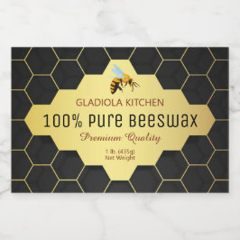 Svart och Guld Honeycomb Beeswax och Honung Mat Etiketter
