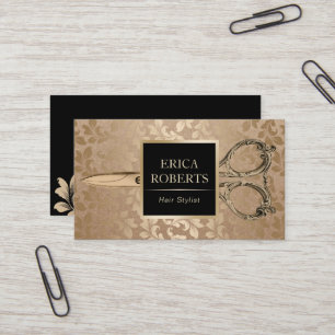 Svart och Guld i Hair Stylist Antique Scissor Vint Visitkort