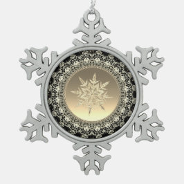 Svart och Guld Ice  Snöflinga Pewter Julgransprydnad