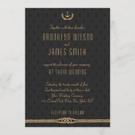 Svart och Guld-inbjudningar till sjöbröllop Inbjudningar