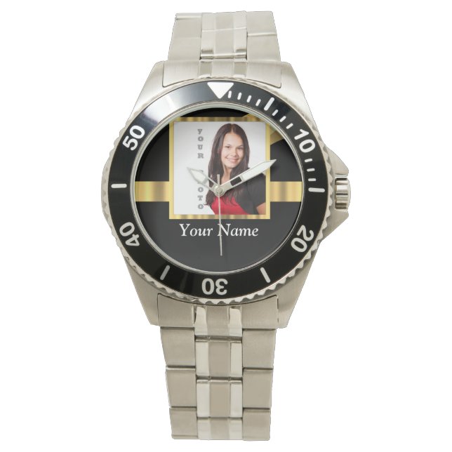 Svart och guld-instagram-mall armbandsur (Framsida)