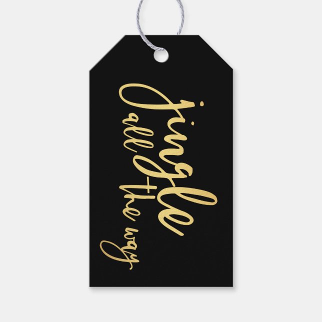 Svart och Guld Jingle hela vägen Presentetikett (Framsidan)