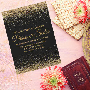 Svart och Guld judisk Pesach Seder-inbjudan Julkort