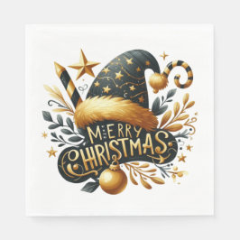 SVART OCH GULD JULHELG JULTEMA PAPPERSSERVETT