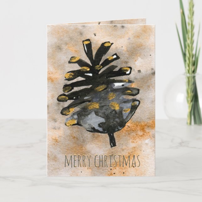 Svart och Guld, julklapp Gräs Helgkort (Framsida)