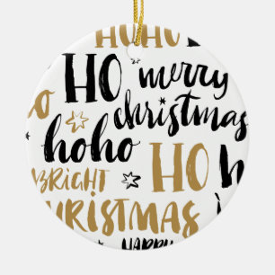 Svart och Guld, jultext Ord Art Cute Aestheti Julgransprydnad Keramik
