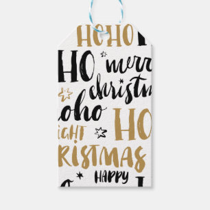 Svart och Guld, jultext Ord Art Cute Aestheti Presentetikett